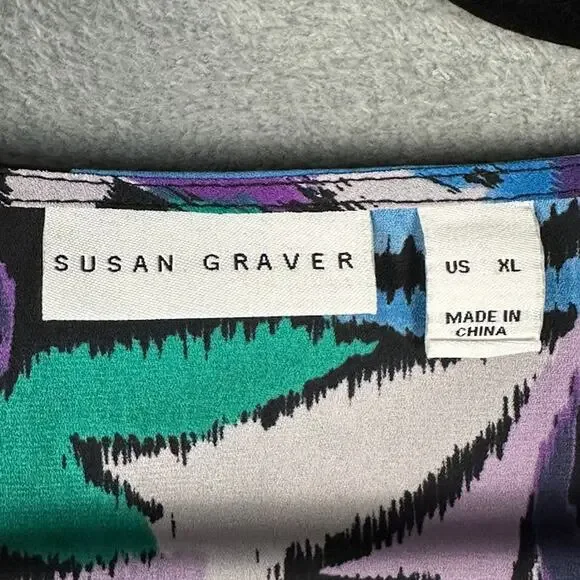 Susan Graver Top Womens Extra Large Purple Long Sleeve Layered Blouse Office - Picture 8 of 14